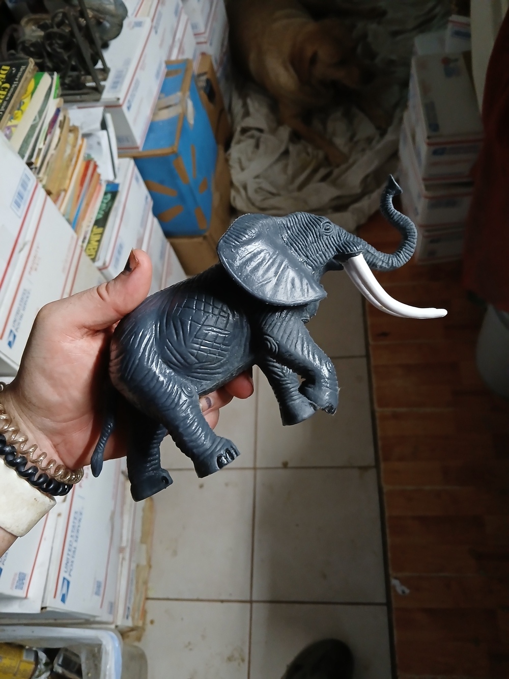vintage 1980s Imperial Toy Corp molded plastic grey elephant figurine
